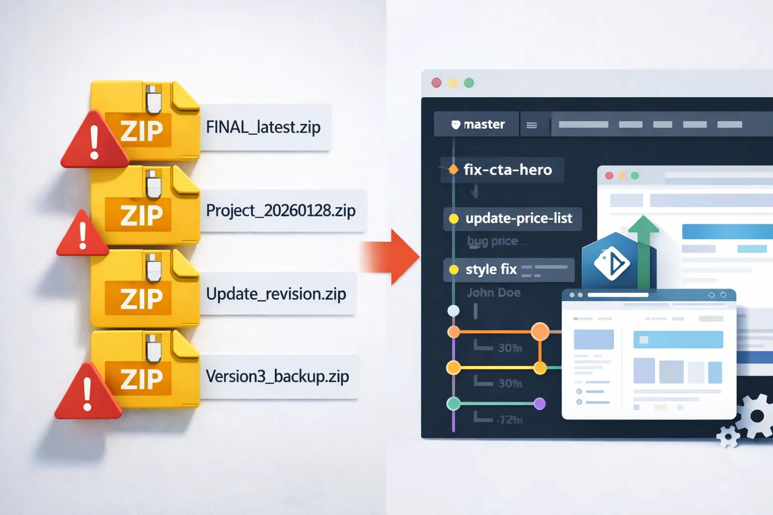 Web制作のGit管理入門：ZIP上書き事故・先祖返りを防ぐ